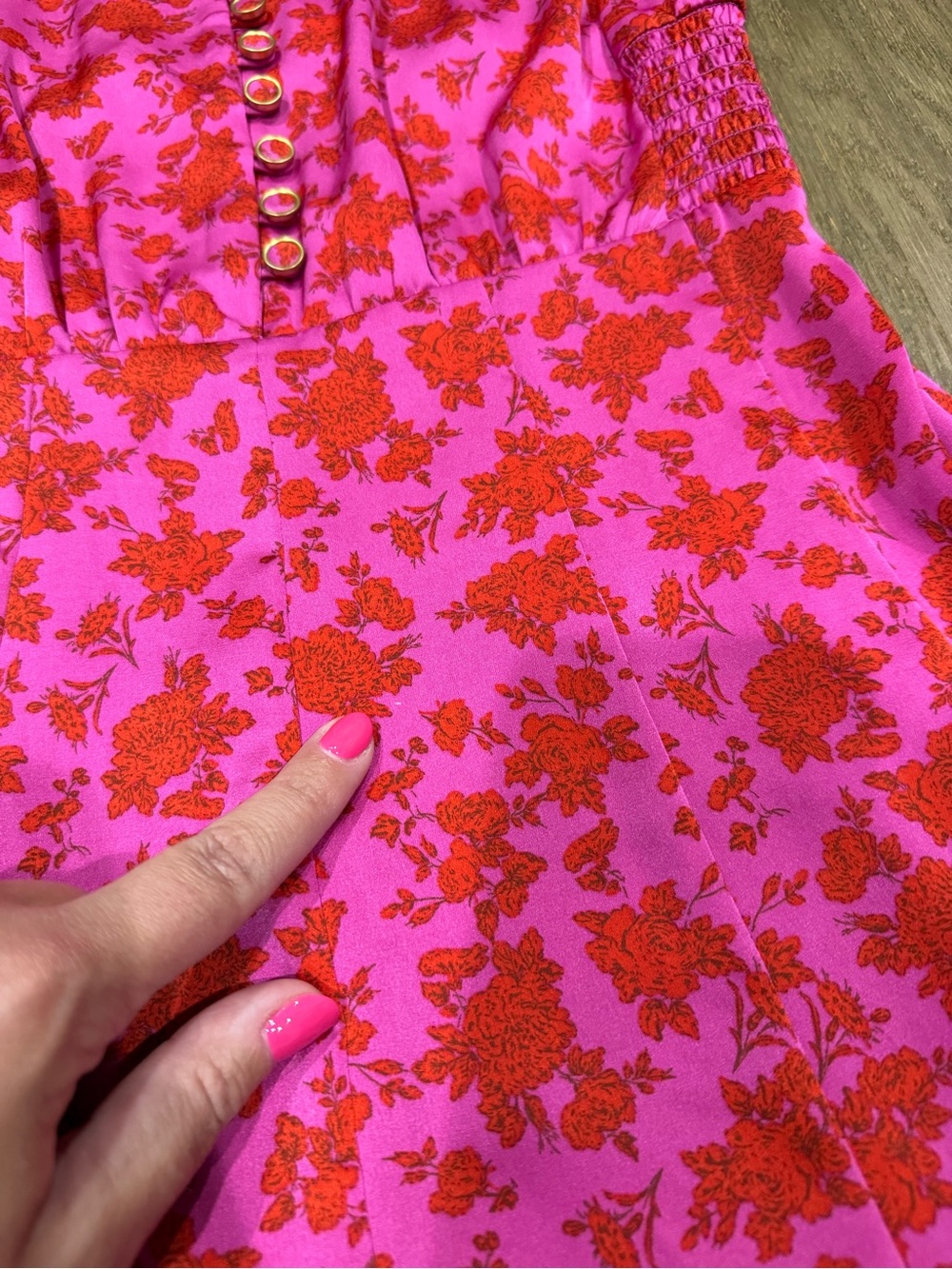 Zara Printed Satin Floral Mini Fit & Flare Dress Pink & Red - Picture 5 of 8